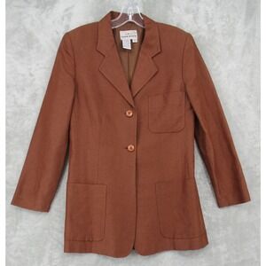 Vintage Eddie Bauer Blazer Womens 4 Linen Blend Pockets Lined Career Office